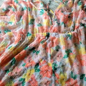 women's Time and Tru Pink and Yellow Floral Dress